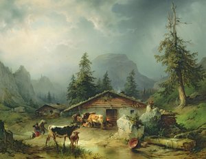 Alpenhut in regenachtig weer, 1850